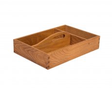 Bestickbox med tre fack och handtag Linoljad ek 