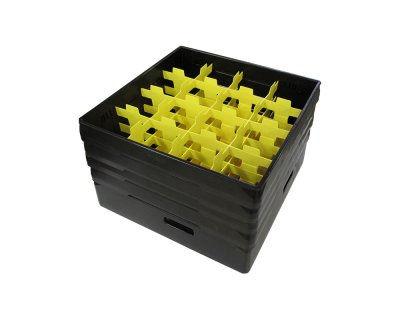 Svart fackindelad korg +4ramar D110cm