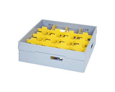 Grå fackindelad korg +1ram D110cm
