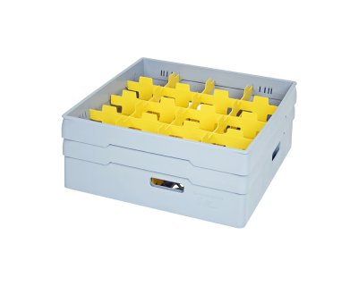 Grå fackindelad korg +2ramar D110cm