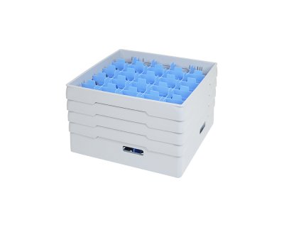 Grå fackindelad korg +4ramar D87cm