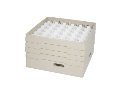 Beige fackindelad korg +4ramar D73cm
