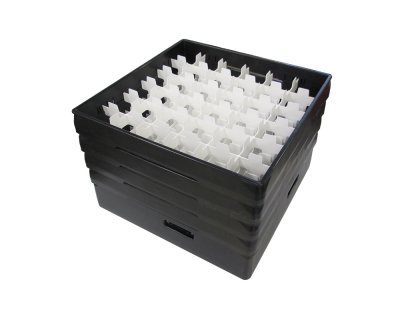 Svart fackindelad korg +4ramar D73cm