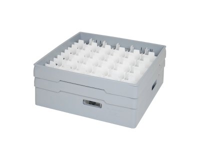 Grå fackindelad korg +2ramar D73cm