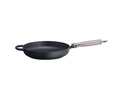 Stekpanna 28cm rund kant rostfritt skaft