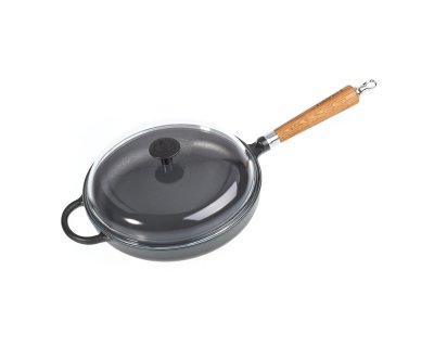 Traktörpanna med glaslock Exclusive Line 28cm skaft i massiv ek