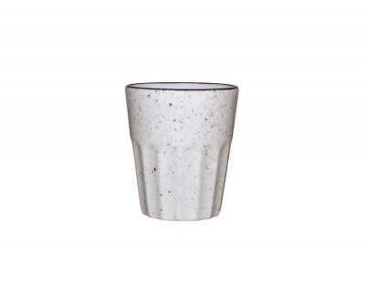 Mugg utan öra räfflad ljus creme 25cl