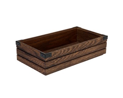 Stapelbar låda GN1/3 brun med metallhörn Höjd8cm