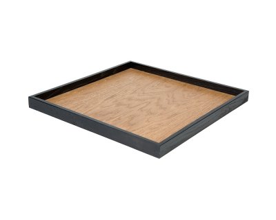 Serveringsbricka Linoljad ek/svart ram 40x40cm