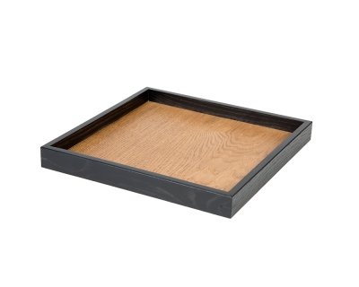 Serveringsbricka Linoljad ek/svart ram 28x28cm