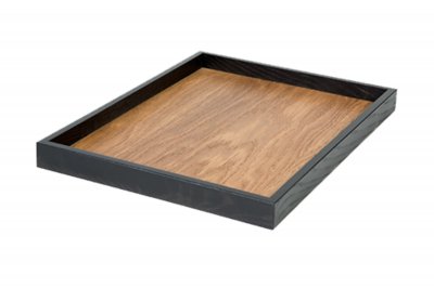 Serveringsbricka Linoljad ek/svart ram 36x28cm