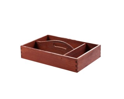 Bestickbox med tre fack och handtag brunbets