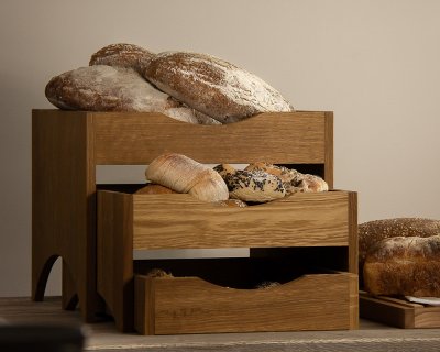 Exponeringsställ 3 plan "Medium" Linoljad ek