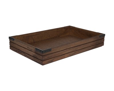 Stapelbar låda GN1/1 brun med metallhörn Höjd8cm