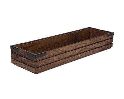 Stapelbar låda GN2/4 brun med metallhörn Höjd6,5cm