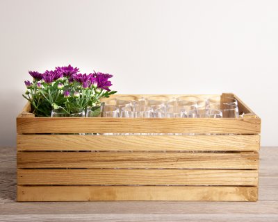 Stor trälåda med handtag 50x30cm Linoljad ek