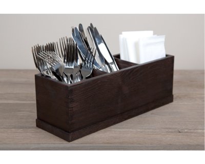 Bestickbox med tre fack Havana Black 20-25 bestick