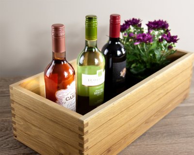 Rektangulär stapelbar låda Linoljad ek 53x25cm Höjd16cm