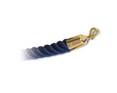 Blått tvinnat rep med krok i mässing