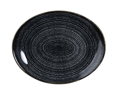 Studio Prints Charcoal Black Orbit Oval Coupe Plate 27x22,9cm